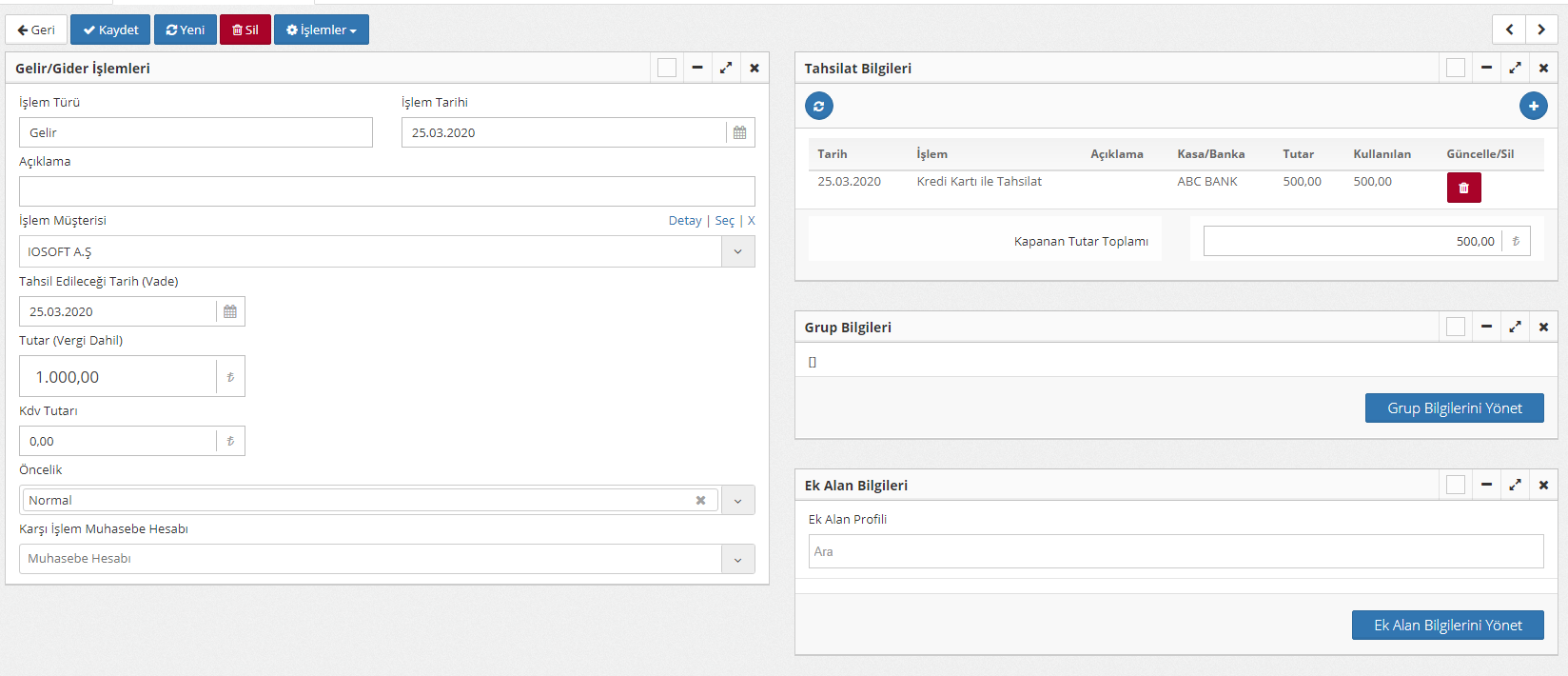 Finans Yönetimi – Kapatılan İşlemler